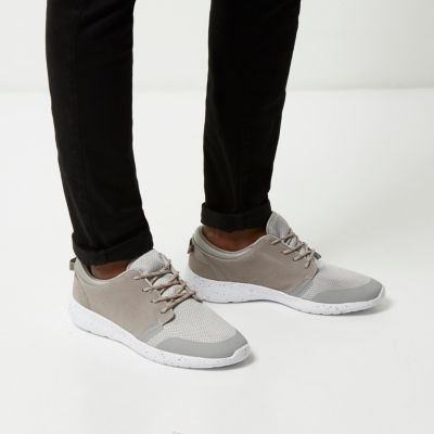 Grey flecked lace speckled trainers
